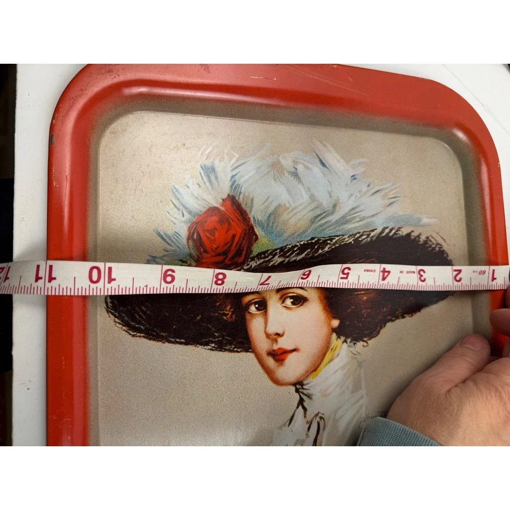 Vintage 1970s Coca-Cola Metal‎ Serving Tray Hamilton King Girl Red Advertising